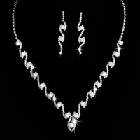 Einfacher Stil Blitz Kupfer Inlay Zirkon Frau Ohrringe Halskette sku image 1