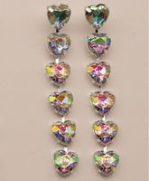 Fashion Heart Shape Metal Inlay Rhinestones Women's Drop Earrings sku image 5
