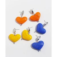 Simple Style Heart Shape Brass Drop Earrings Plating Copper Earrings 1 Pair main image 1