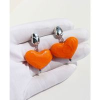 Simple Style Heart Shape Brass Drop Earrings Plating Copper Earrings 1 Pair main image 2