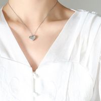 Titanium Steel Peach Heart Zircon Necklace sku image 1