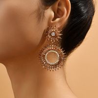Retro Geometric Alloy Inlay Rhinestones Women's Drop Earrings 1 Pair main image 1