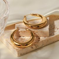 Fashion Circle Gold Plated Stainless Steel Gold Plated Hoop Earrings main image 5