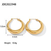 Fashion Circle Gold Plated Stainless Steel Gold Plated Hoop Earrings sku image 1
