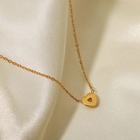 Romantic Heart Shape Stainless Steel Necklace Gold Plated Rhinestones Stainless Steel Necklaces main image 4