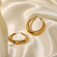 Fashion Circle Gold Plated Stainless Steel Gold Plated Hoop Earrings main image 3