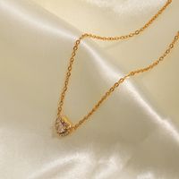 Romantic Heart Shape Stainless Steel Necklace Gold Plated Rhinestones Stainless Steel Necklaces main image 1