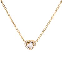 Romantic Heart Shape Stainless Steel Necklace Gold Plated Rhinestones Stainless Steel Necklaces main image 3