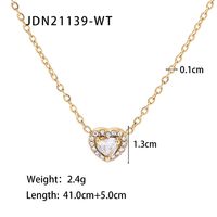Romantic Heart Shape Stainless Steel Necklace Gold Plated Rhinestones Stainless Steel Necklaces sku image 1