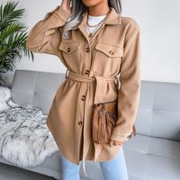 Casual Solid Color Pocket Polyester Single Breasted Coat main image 4