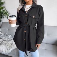 Casual Solid Color Pocket Polyester Single Breasted Coat main image 2