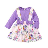 Fashion Flower Bowknot Polyester Girls Clothing Sets sku image 5