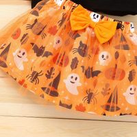 Halloween Fashion Halloween Pattern Cotton Blend Girls Clothing Sets main image 4