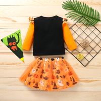 Halloween Mode Halloween-muster Baumwollmischung Mädchen Kleidung Sets main image 3