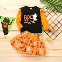 Halloween Fashion Halloween Pattern Cotton Blend Girls Clothing Sets sku image 1