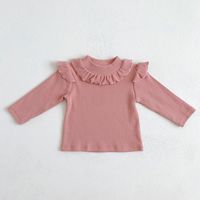 Simple Style Stripe Ruffles Cotton T-shirts & Blouses sku image 3