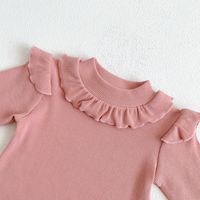 Simple Style Stripe Ruffles Cotton T-shirts & Blouses main image 4