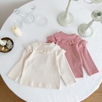 Simple Style Stripe Ruffles Cotton T-shirts & Blouses main image 1