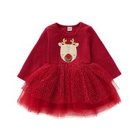 Christmas Fashion Deer Cotton Girls Dresses sku image 3