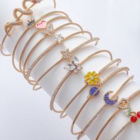 Fashion Cherry Heart Shape Snake Metal Plating Artificial Gemstones Zircon Women's Bangle 1 Piece main image 1