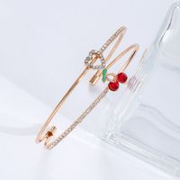 Fashion Cherry Heart Shape Snake Metal Plating Artificial Gemstones Zircon Women's Bangle 1 Piece sku image 4