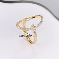 Fashion Oval Copper Open Ring Gold Plated Zircon Copper Rings 1 Piece main image 2