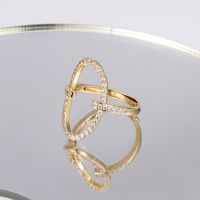 Fashion Oval Copper Open Ring Gold Plated Zircon Copper Rings 1 Piece main image 1