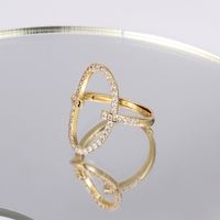 Fashion Oval Copper Open Ring Gold Plated Zircon Copper Rings 1 Piece main image 5