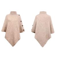 Women's Fashion Solid Color Knit Button Shawls sku image 2