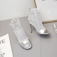 Women's Streetwear Solid Color Rhinestone Open Toe Sandals Boots sku image 9