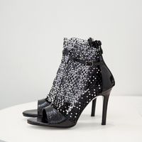 Women's Streetwear Solid Color Rhinestone Open Toe Sandals Boots sku image 2