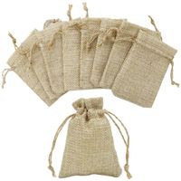 Basic Solid Color Linen Drawstring Jewelry Packaging Bags main image 6