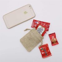 Basic Solid Color Linen Drawstring Jewelry Packaging Bags main image 3