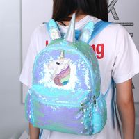 Vintage Style Printing Sequins Zipper Fashion Backpack main image 5