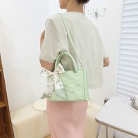 Women's Medium Pu Leather Solid Color Streetwear Ribbon Square Zipper Crossbody Bag main image 5