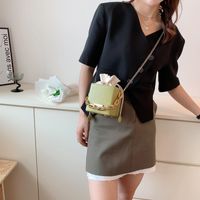 Women's Small Pu Leather Solid Color Fashion Chain Square String Crossbody Bag main image 5