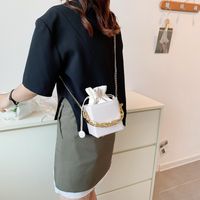 Women's Small Pu Leather Solid Color Fashion Chain Square String Crossbody Bag main image 4