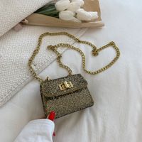 Women's Mini Pu Leather Solid Color Vintage Style Metal Button Square Buckle Crossbody Bag sku image 4