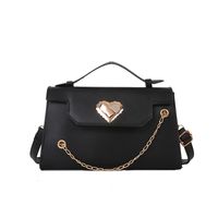 Women's Small Pu Leather Solid Color Streetwear Chain Square Magnetic Buckle Crossbody Bag main image 4