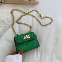 Women's Mini Pu Leather Solid Color Vintage Style Metal Button Square Buckle Crossbody Bag sku image 2