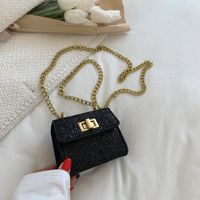 Women's Mini Pu Leather Solid Color Vintage Style Metal Button Square Buckle Crossbody Bag sku image 1