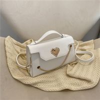 Women's Small Pu Leather Solid Color Streetwear Chain Square Magnetic Buckle Crossbody Bag sku image 2