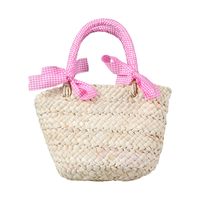 Girl's Straw Solid Color Cute Bucket Open Handbag main image 3