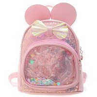 Cute Bow Knot Sequins Square Zipper Functional Backpack main image 4