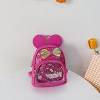 Cute Bow Knot Sequins Square Zipper Functional Backpack sku image 4