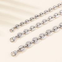 Hip Hop Stainless Steel Coffee Bean Pig Nose Chain Retro Button Bracelet Necklace Jewelry Wholesale sku image 18