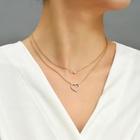 Fashion Star Moon Copper Inlay Zircon Layered Necklaces 1 Piece main image 5