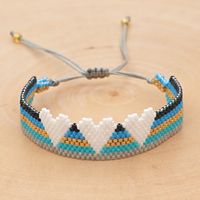 Rice Bead Woven Rainbow Gradient 3 Love Wide Bracelet For Women Wholesale sku image 1