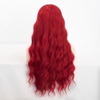 Femmes Élégant Vin Rouge Fête Fil Haute Température Longue Frange Cheveux Longs Et Bouclés Perruques main image 3