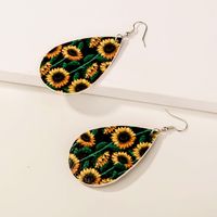 1 Pair Fashion Water Droplets Pu Leather Copper Printing Women's Earrings main image 6